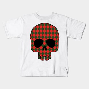 Red green diamond skull Kids T-Shirt